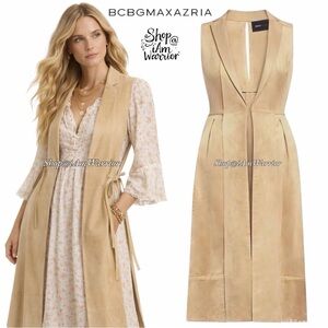 BCBGMaxAzria NWT khaki vegan faux suede side tie vest duster *shop@iamwarrior